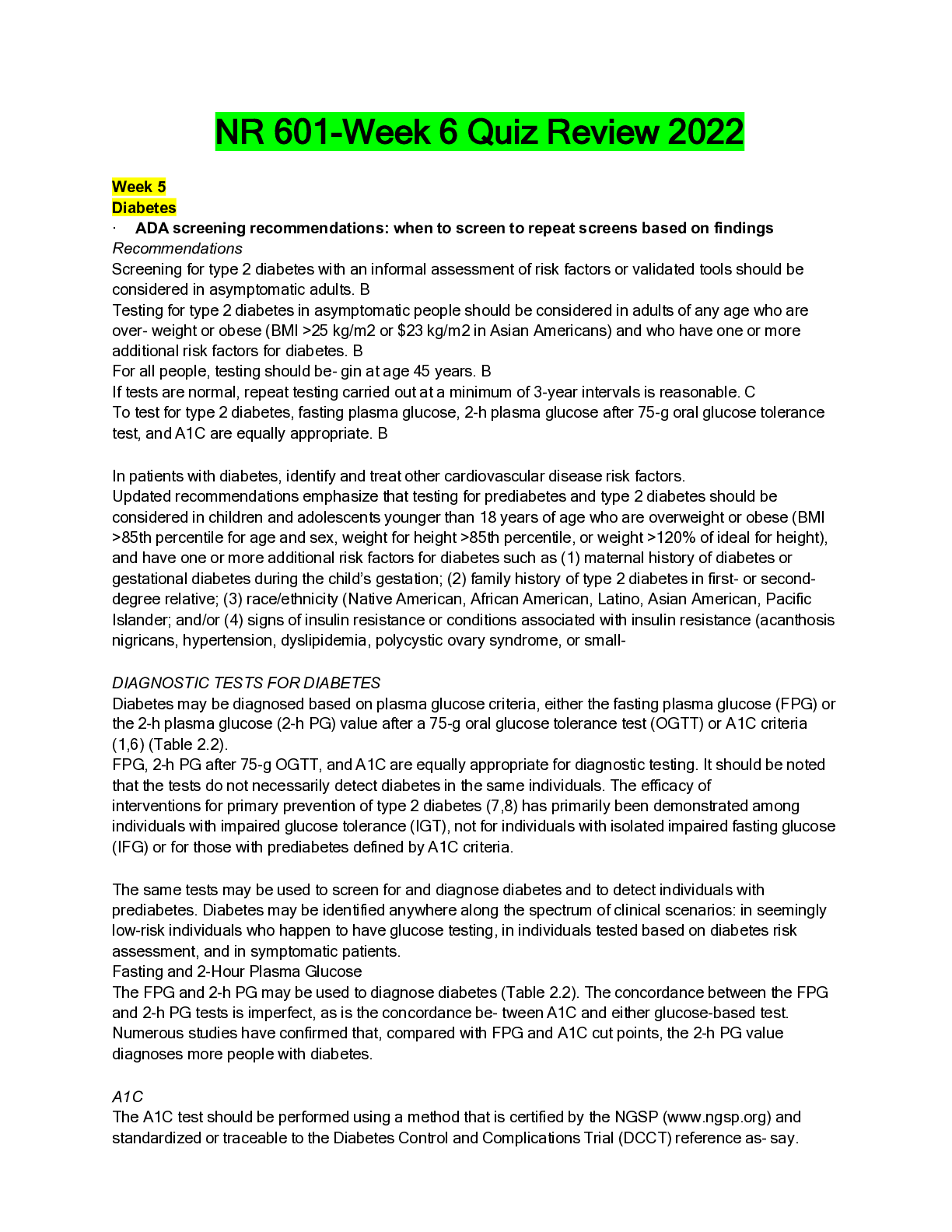 Preview image for NR 601 week 6 quiz review 2022